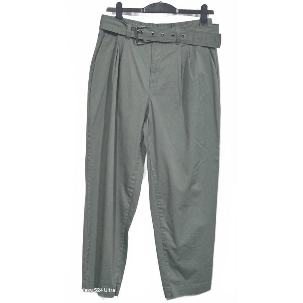 Stylish Olive Green High-Waisted Trousers with Belt